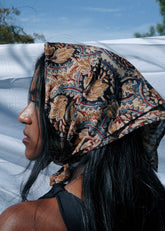 Golden Bloom - Kalamkari Cotton Bandana
