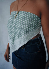 Swimming In Sea Foam - Hand Block Printed Cotton Bandana