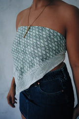 Swimming In Sea Foam - Hand Block Printed Cotton Bandana