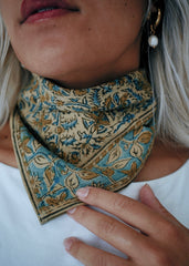 Turquoise Thistle - Kalamkari Cotton Bandana