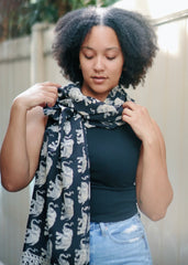 Midnight Stroll - Hand Block Printed Scarf (600-080)