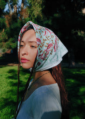 Mint Blush - Block Printed Cotton Bandana