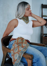 Amber teardrops - Kalamkari Cotton Bandana