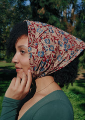 Blueberry Vine (Red) - Kalamkari Cotton Bandana