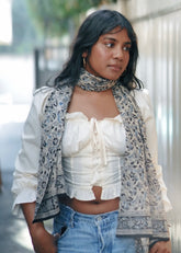 Midnight Lillies - Hand Block Printed Scarf