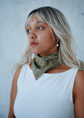 Turquoise Thistle - Kalamkari Cotton Bandana