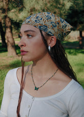 Blueberry Vine (Yellow) - Kalamkari Cotton Bandana