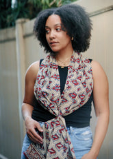 Crimson Hamsa - Hand Block Printed