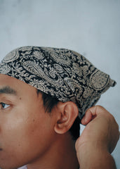 Charcoal Paisley - Kalamkari Cotton Bandana