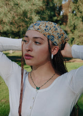 Blueberry Vine (Yellow) - Kalamkari Cotton Bandana