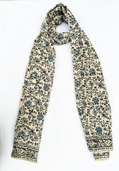 Blue Bell Silhouette - Hand Block Printed Scarf (600-082)