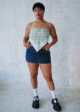 Swimming In Sea Foam - Hand Block Printed Cotton Bandana