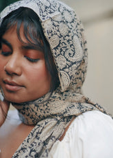 Charcoal Paisley - Hand Block Printed Scarf