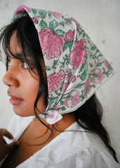 Garden Tea Party - Hand Block Printed Cotton Bandana