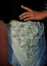 Sage Harmony - Hand Block Printed Cotton Bandana