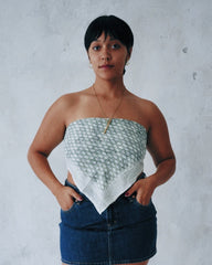 Swimming In Sea Foam - Hand Block Printed Cotton Bandana