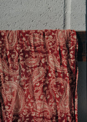 Brick Red Paisley - Hand Block Printed Scarf (600-021)