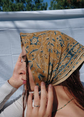Amber Fern - Kalamkari Cotton Bandana
