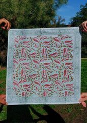 Mint Blush - Block Printed Cotton Bandana