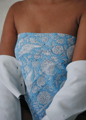 Blue Skies - Hand Block Printed Cotton Bandana