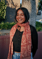 Brick Red Paisley - Hand Block Printed Scarf