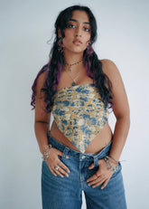 Sea Salt Sunflowers - Kalamkari Cotton Bandana