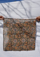 Black Flowers - Kalamkari Cotton Bandana