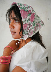 Garden Tea Party - Hand Block Printed Cotton Bandana