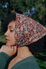 Blueberry Vine (Red) - Kalamkari Cotton Bandana