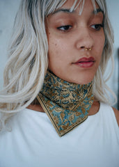 Turquoise Thistle - Kalamkari Cotton Bandana