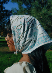 Marshmallow Lagoon - Block Printed Cotton Bandana