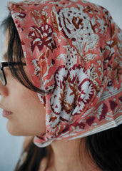 Fire Lillies - Hand Block Printed Cotton Bandana