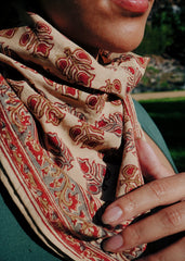 Saffron Blossom - Kalamkari Cotton Bandana