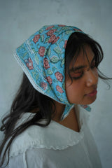 Floating Petals - Hand Block Printed Cotton Bandana