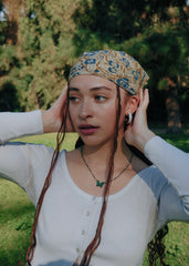 Blueberry Vine (Yellow) - Kalamkari Cotton Bandana