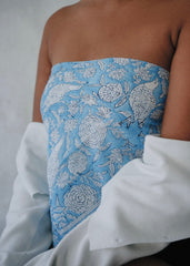 Blue Skies - Hand Block Printed Cotton Bandana