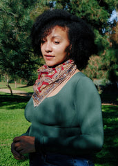 Spiraling Daisies - Kalamkari Cotton Bandana