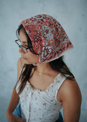 Fire Lillies - Hand Block Printed Cotton Bandana