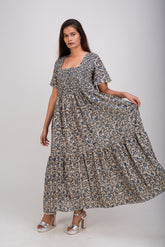 565-112 White Lotus "Cory" women's Smocking Maxi Dress