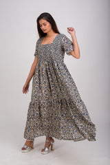 565-112 White Lotus "Cory" women's Smocking Maxi Dress