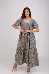 565-112 White Lotus "Cory" women's Smocking Maxi Dress
