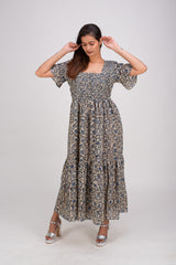 565-112 White Lotus "Cory" women's Smocking Maxi Dress