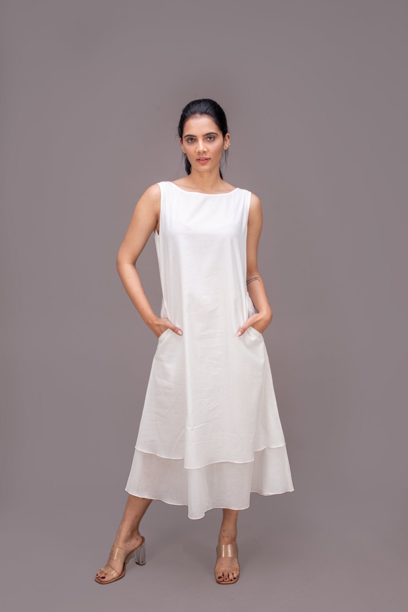 406 - 122 "Ronie" Whitelotus women's Double Layered Maxi Dress - White Lotus Distributors LLC