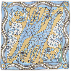 Azure Savannah Giraffe - Limited Hand Painted Cotton Bandana