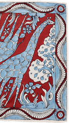 Crimson Harmony Giraffe -Limited Hand Painted Cotton Bandana