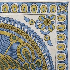 Peacock Medallion Blue - Limited Hand Painted Cotton Bandana