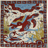 Crimson Ocean Guardian - Limited Hand Painted Cotton Bandana