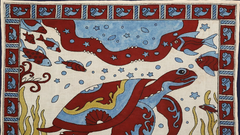 Crimson Ocean Guardian - Limited Hand Painted Cotton Bandana