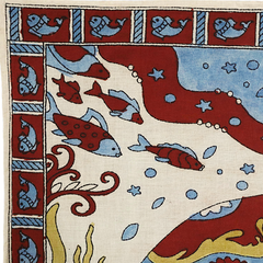 Crimson Ocean Guardian - Limited Hand Painted Cotton Bandana