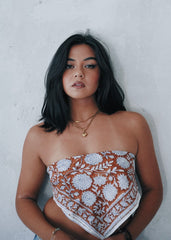 Chestnut Blossoms - Hand Block Printed Cotton Bandana